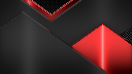 Abstract Metall Colored Plates On Dark Perforated Wall. Abstract Technology Background. 3D Rendering.