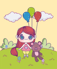 anime girl with toys