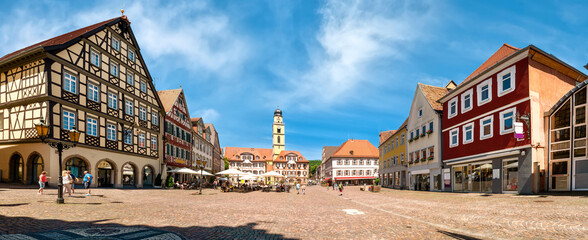 Beautiful scenic view of the market square in Bad Mergentheim - part of the Romantic Road, Bavaria,...