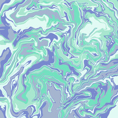 Fototapeta premium Liquid art texture. Abstract background with swirling paint effect. Painting with liquid acrylic that pours and splashes. Mixed paints for an interior poster. purple and green iridescent colors.