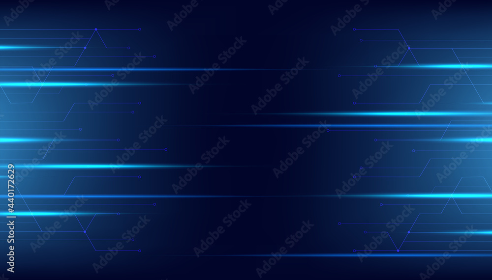 Poster abstract technology horizontal motion style concept. digital technology connection on dark blue back