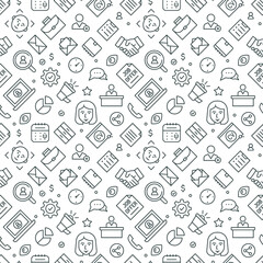 Recruitment seamless pattern with thin line icons. Vector background for website.