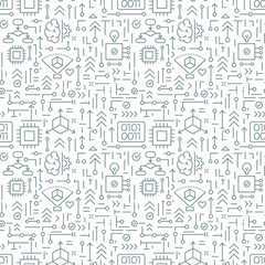 Vector microscheme seamless pattern with technological structure. Background texture for cyber monday, artificial intelligence banner