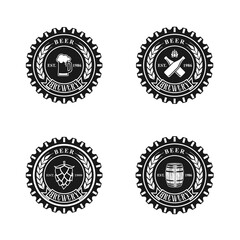 Beer bottle cap, set logo stamp design isolated, stylized vector symbol in retro style, template designs