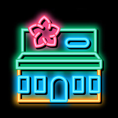 flower shop building neon light sign vector. Glowing bright icon flower shop building sign. transparent symbol illustration