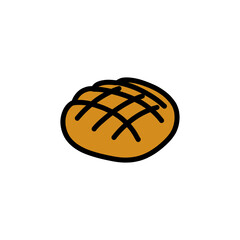 bread doodle icon, vector color line illustration