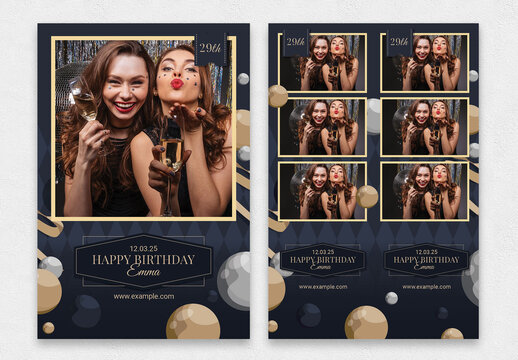Elegant Birthday Party Photo Booth Card Templates Layout