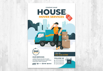 House Move Service Flyer with Blue Truck
