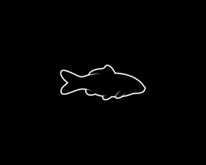 Koi Fish Silhouette. Isolated Vector Animal Template for Logo Company, Icon, Symbol etc