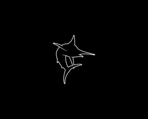 Marlin Silhouette. Isolated Vector Swordfish Animal Template for Logo Company, Icon, Symbol etc