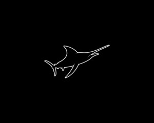 Fototapeta na wymiar Marlin Silhouette. Isolated Vector Swordfish Animal Template for Logo Company, Icon, Symbol etc