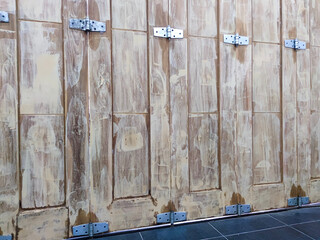 Home renovation work in progress,&nbsp;putty on wooden doors