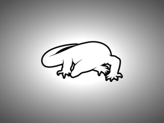 Monitor Lizard Silhouette. Isolated Vector Swordfish Animal Template for Logo Company, Icon, Symbol etc