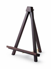 Decorative wooden easel on a white background.