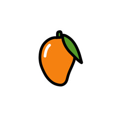 mango doodle icon, vector color line illustration