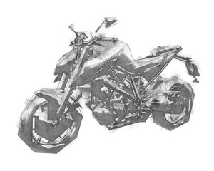 Low-poly Sketch Illustration of a Motorcycle. - 440175626