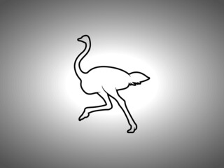 Ostrich Silhouette. Isolated Vector Swordfish Animal Template for Logo Company, Icon, Symbol etc
