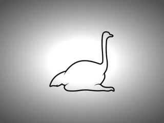 Ostrich Silhouette. Isolated Vector Swordfish Animal Template for Logo Company, Icon, Symbol etc