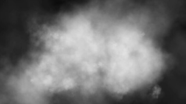Footage 4k: Scenic aerial view from airplane window of moving flying inside white cloud. Royalty high-quality free stock abstract smoke cloud motion, clouds moving through ahead on black background