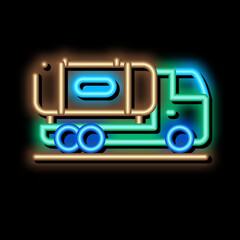 juice concentrate delivering truck neon light sign vector. Glowing bright icon juice concentrate delivering truck sign. transparent symbol illustration