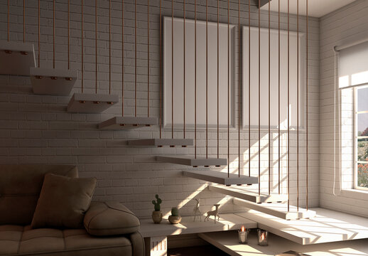 House Indoor Scene Mockup
