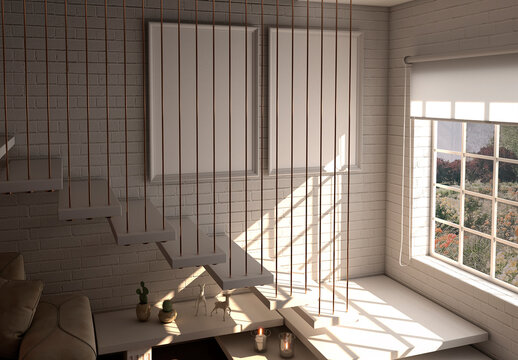 House Indoor Scene Mockup