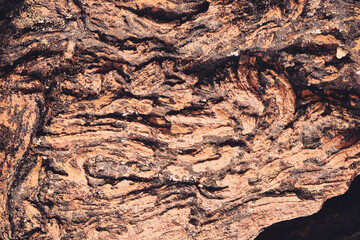 Close up detail of volcanic lava rock basalt found in the desert