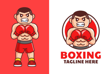 Men Boxing Cartoon Logo Design