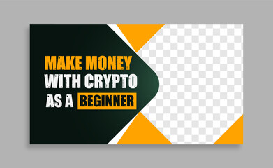 Online business youtube thumbnail design vector creative template