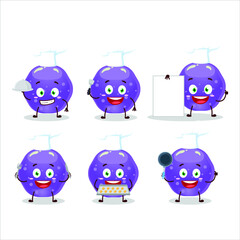 Cartoon character of jelly sweets candy purple with various chef emoticons. Vector illustration