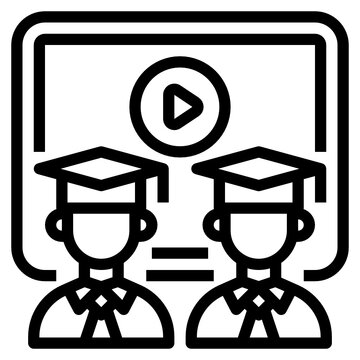online graduation students video play icon clip art preview