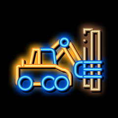 logging machine neon light sign vector. Glowing bright icon logging machine sign. transparent symbol illustration