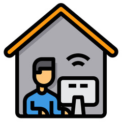 Working At Home filled outline icon