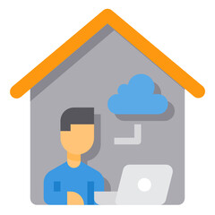 Working At Home flat icon