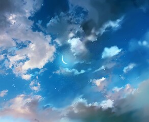 Obraz na płótnie Canvas Wallpaper of beautiful crescent moon in summer night sky