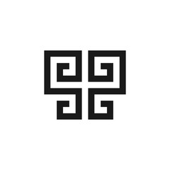 SG letter initial square ornament logo design inspiration