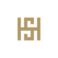 SH letter initial square ornament logo design inspiration