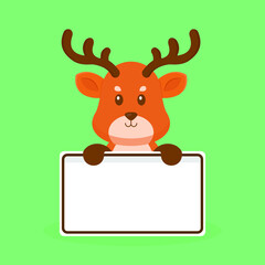 Cute Deer Holding Blank Text Board