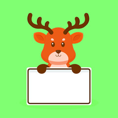 Fototapeta premium Cute Deer Holding Blank Text Board