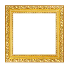 The antique gold frame isolated on the white background ,clipping path included for design.