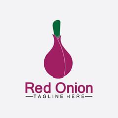 Red onion logo vector icon illustration design template
