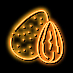 almond nut neon light sign vector. Glowing bright icon almond nut sign. transparent symbol illustration