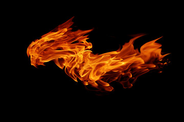 Fire flames looking like a dragon's head on black abstract background use for design.