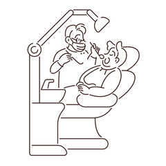 患者の歯を診る歯科医師のイラスト