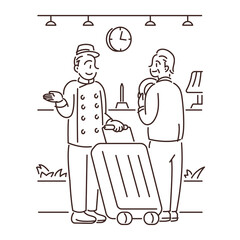 ホテルで働くスタッフのイラスト