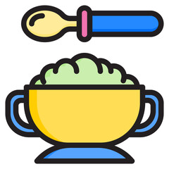 Baby food color line style icon