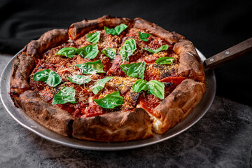 Delicious deep dish pizza chicago style