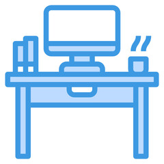 Desk blue outline icon