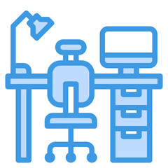 Home Office blue outline icon