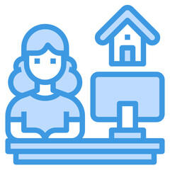 Home Office blue outline icon